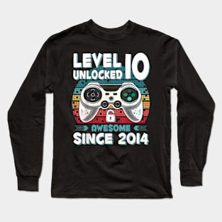 Ten 10yr BDay Son Boy Gamer 10th 10 Year Old Birthday Long Sleeve T-Shirt